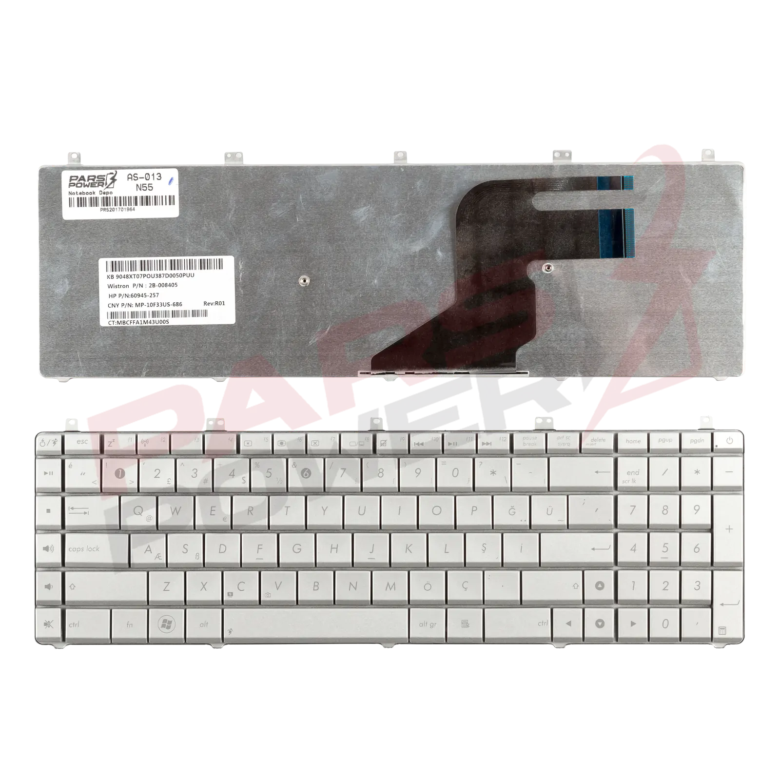 Asus 04GN5F1KUI00-2, 04GN5F1KUS00-2 Notebook Klavye (Gümüş TR)