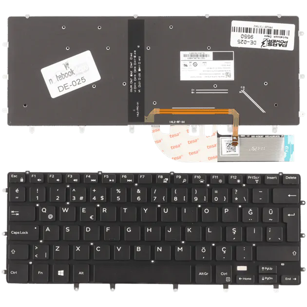Dell XPS 9350 Uyumlu Notebook Klavye Işıklı (Siyah TR)