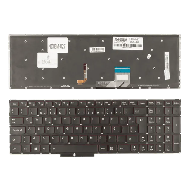 Lenovo 9Z.N8RBC.J01, 9Z.N8RBC.J21 Notebook Klavye Işıklı (Siyah TR)